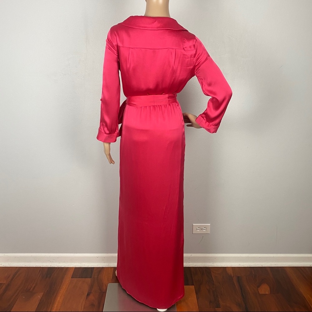 NEW ALICE + OLIVIA PINK SILK WRAP MAXI DRESS - Picture 10 of 12